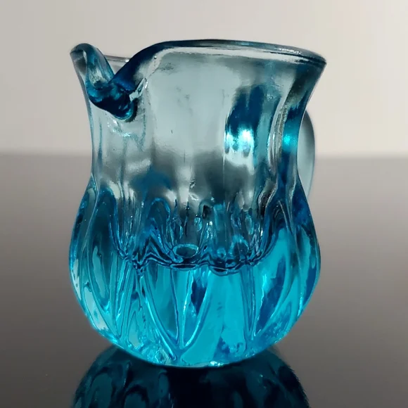 GLOWS Degenhart Aqua Blue Glass Mini Pitcher Toothpick Holder - Picture 10 of 12